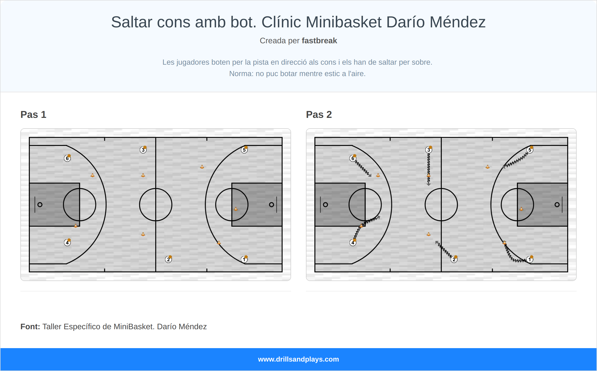 Exercici de bàsquet saltar cons amb bot. clínic minibasket darío méndez