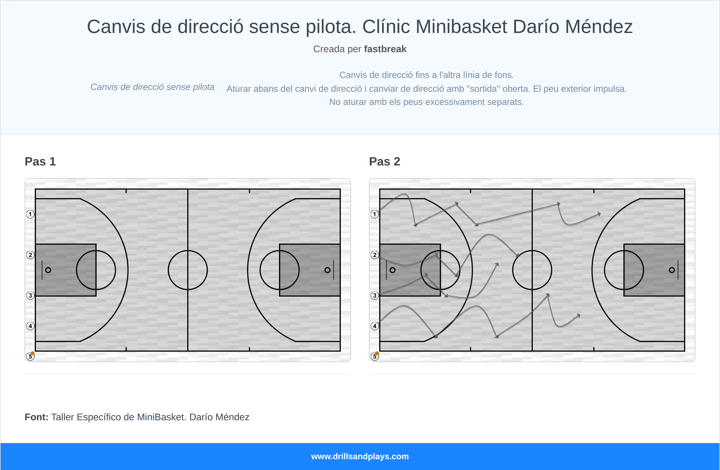 Exercici de bàsquet canvis de direcció sense pilota. clínic minibasket darío méndez