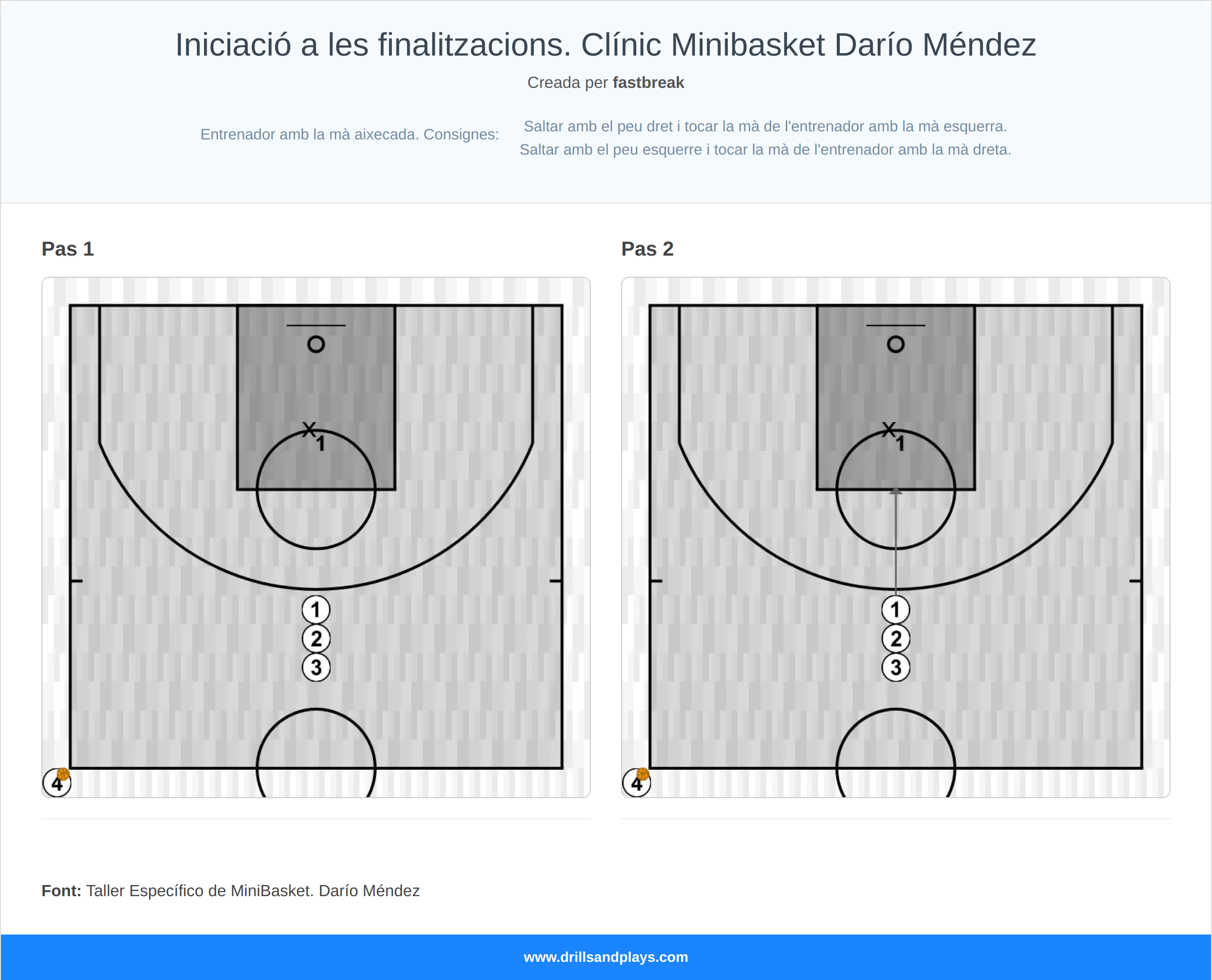 Exercici de bàsquet iniciació a les finalitzacions. clínic minibasket darío méndez