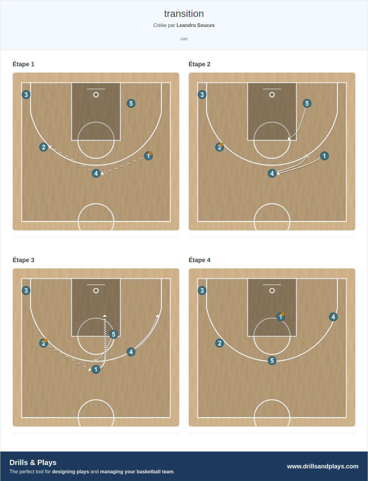 Jeux de basket-ball transition