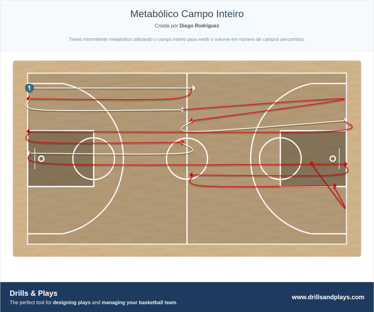 Exercício de basquete metabólico campo inteiro