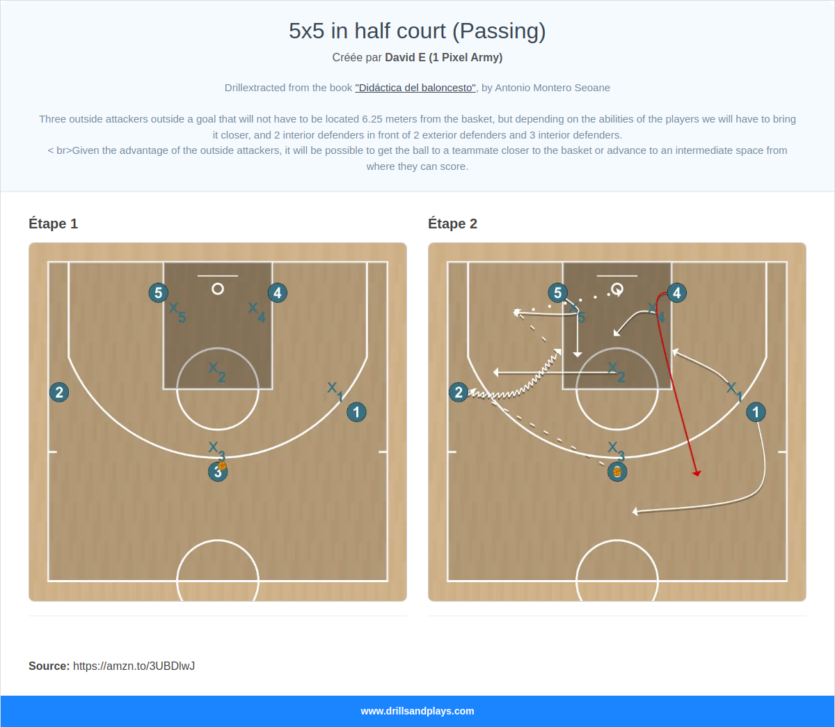 Exercices de basket-ball 5x5 in half court (passing)