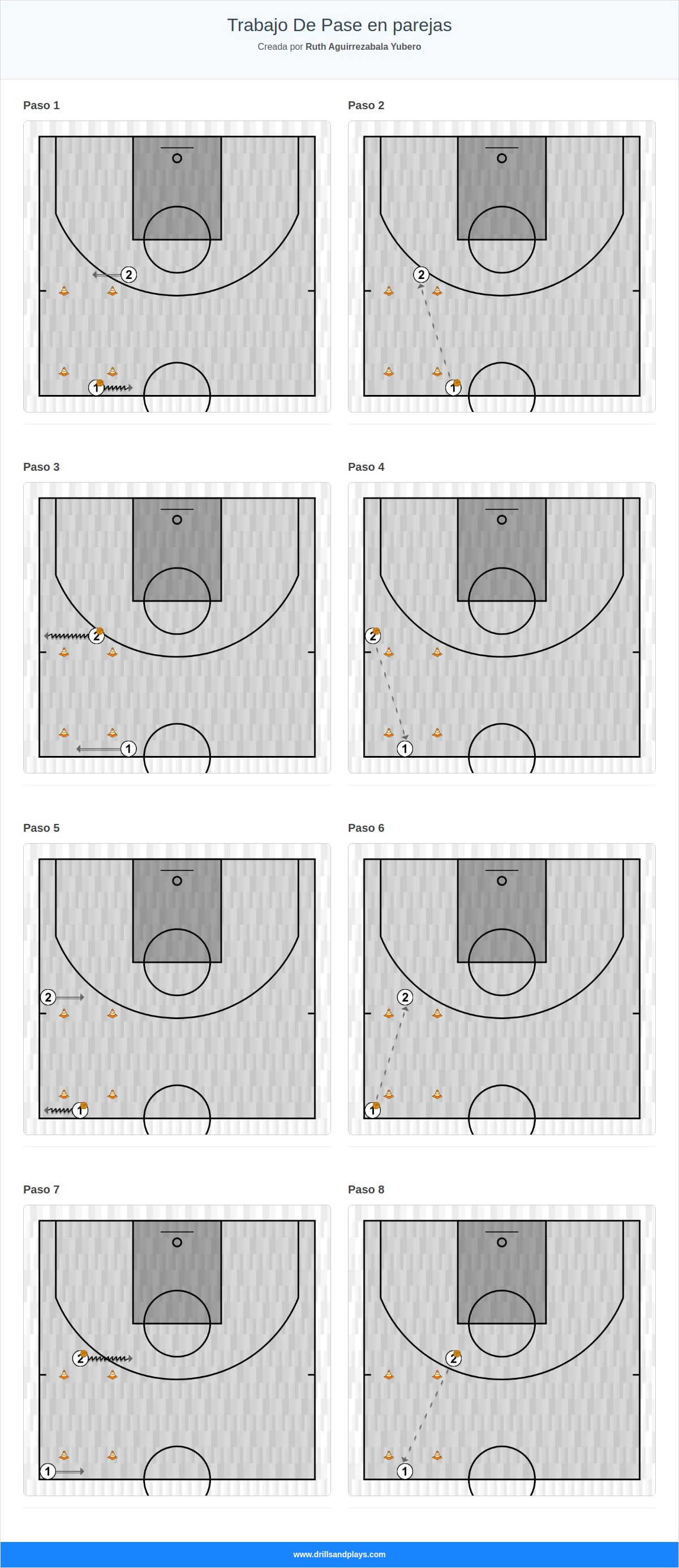 Ejercicio de baloncesto trabajo de pase en parejas