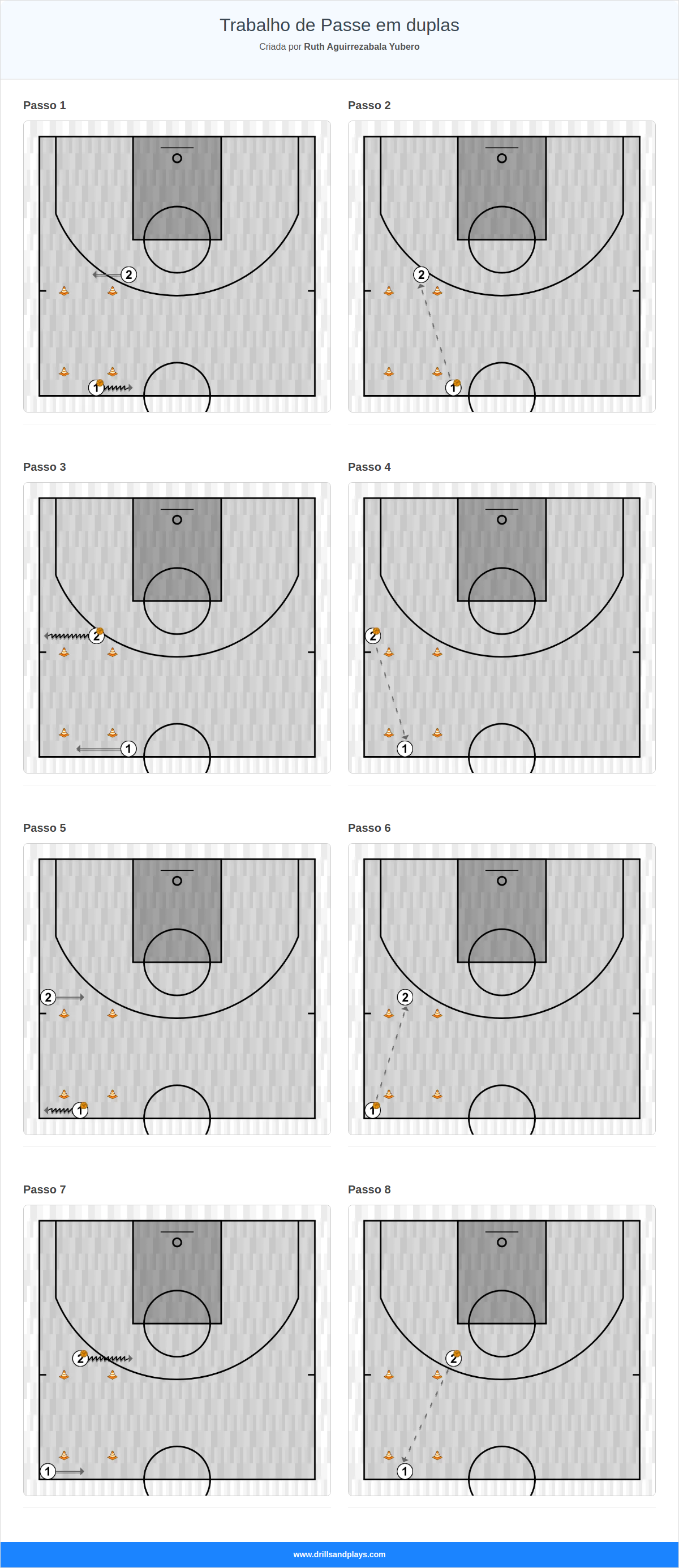 Exercício de basquete trabalho de passe em duplas