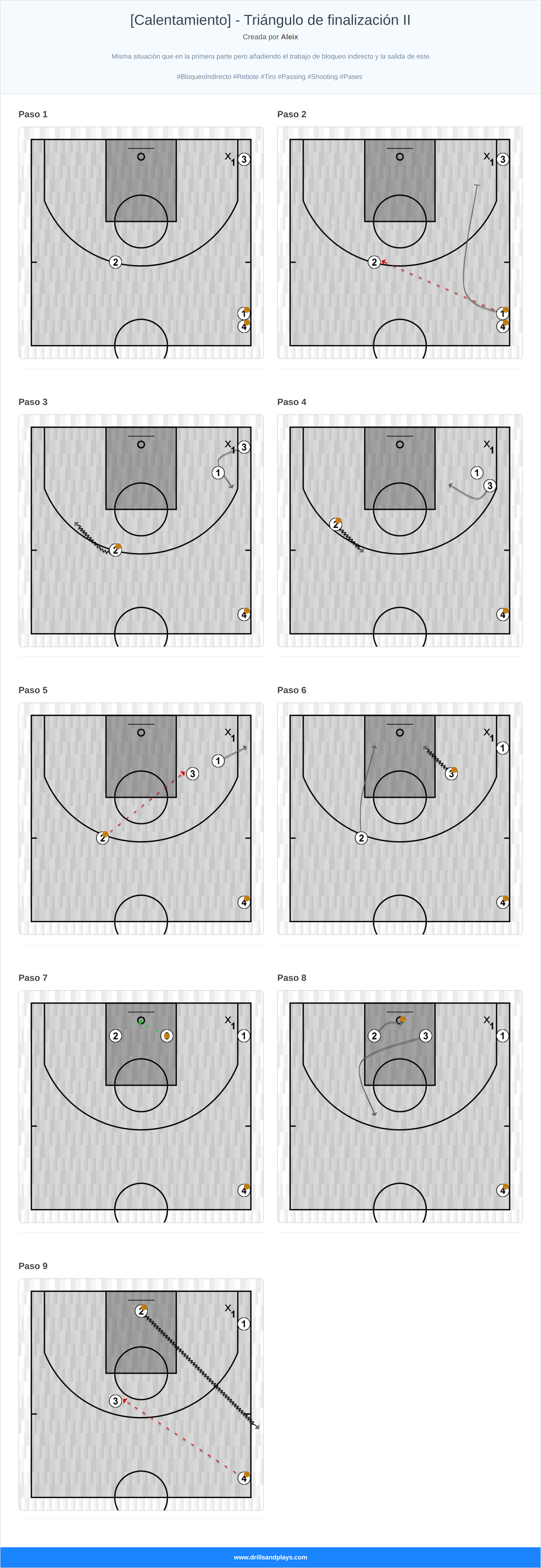 Ejercicio de baloncesto [calentamiento] - triángulo de finalización ii