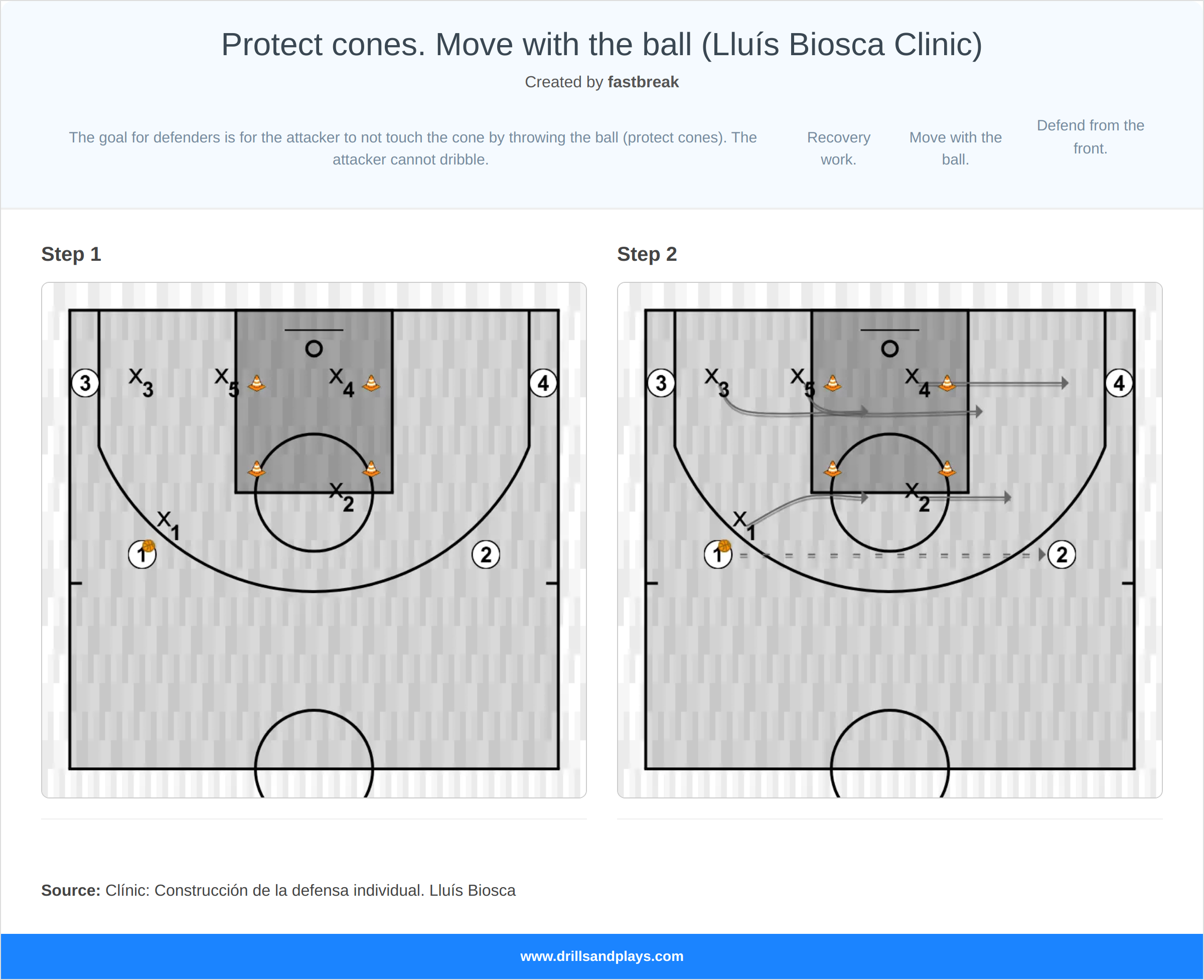 Basketball drill protect cones. move with the ball (lluís biosca clinic)