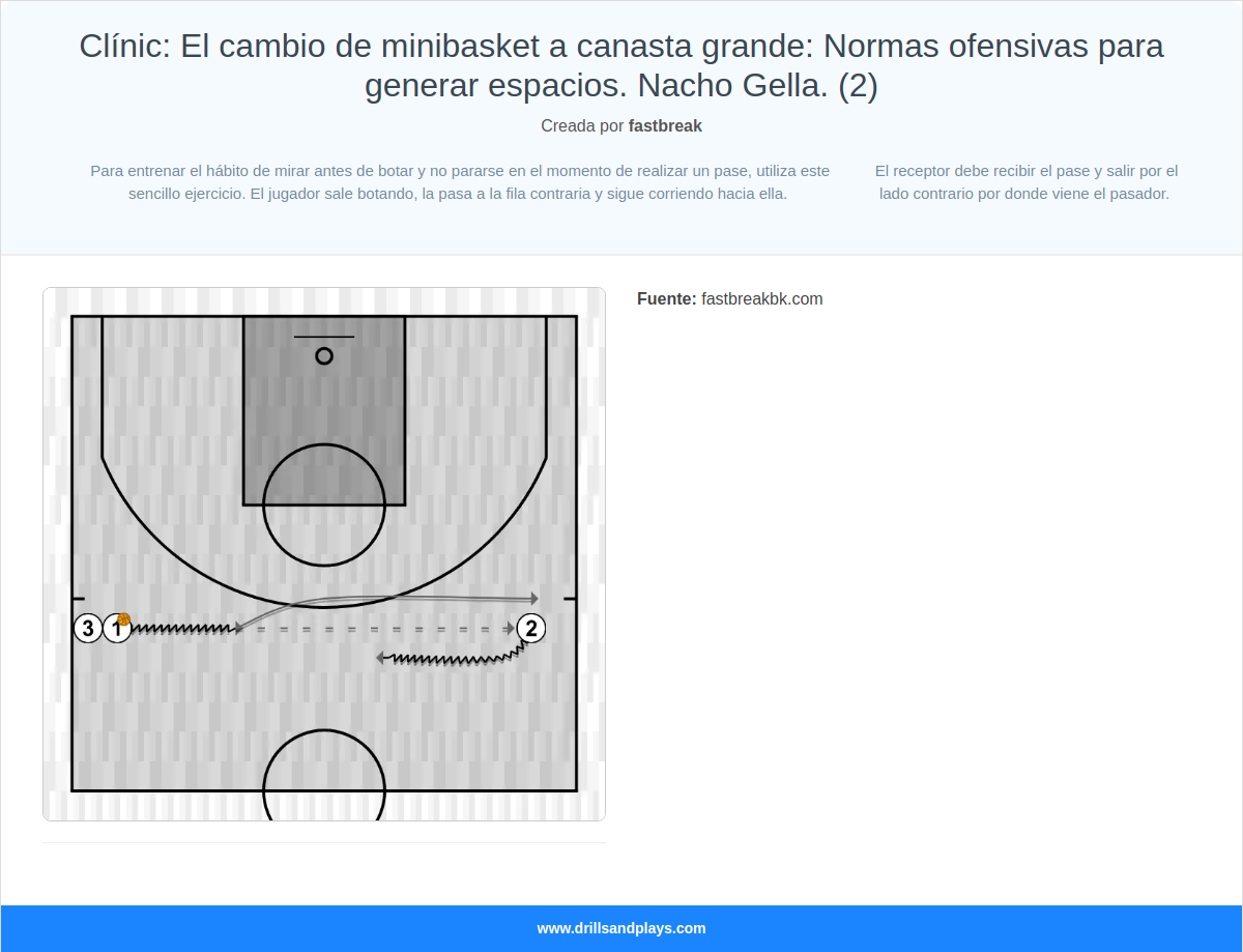 Ejercicio de baloncesto clínic: el cambio de minibasket a canasta grande: normas ofensivas para generar espacios. nacho gella. (2)