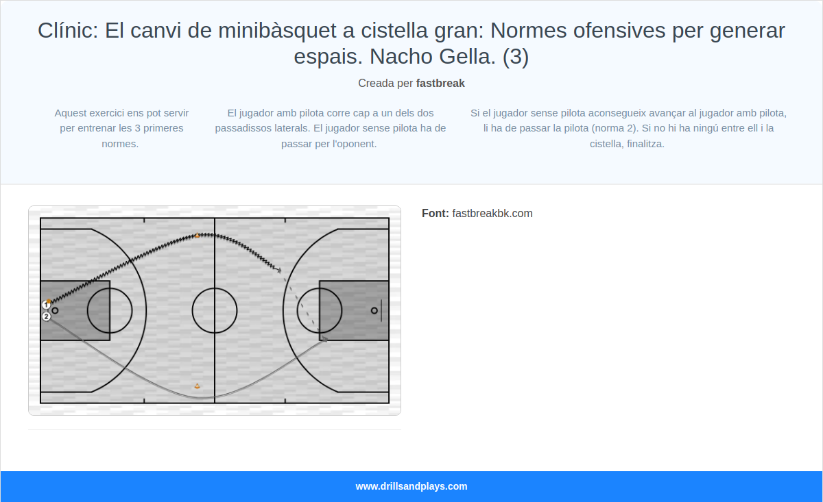 Exercici de bàsquet clínic: el canvi de minibàsquet a cistella gran: normes ofensives per generar espais. nacho gella. (3)