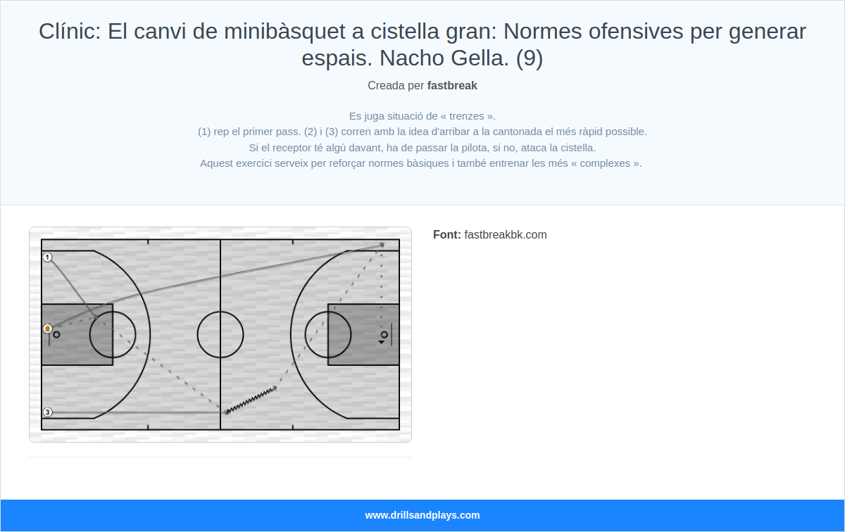 Exercici de bàsquet clínic: el canvi de minibàsquet a cistella gran: normes ofensives per generar espais. nacho gella. (9)