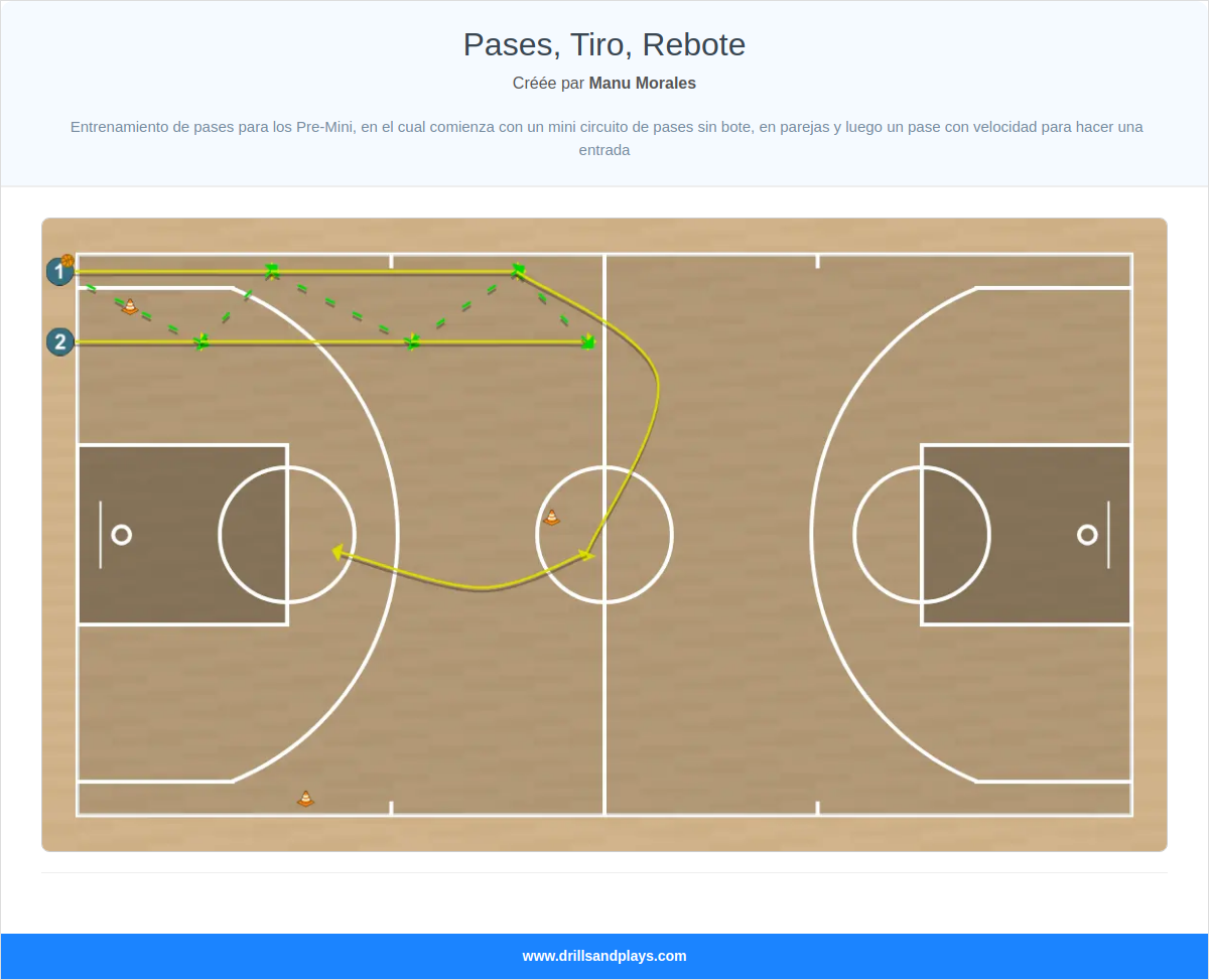 Exercices de basket-ball pases, tiro, rebote
