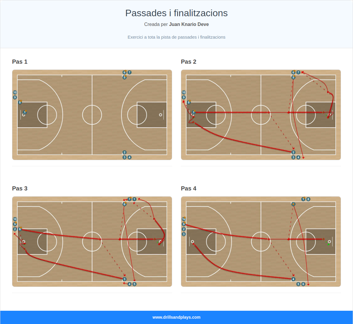 Exercici de bàsquet passades i finalitzacions