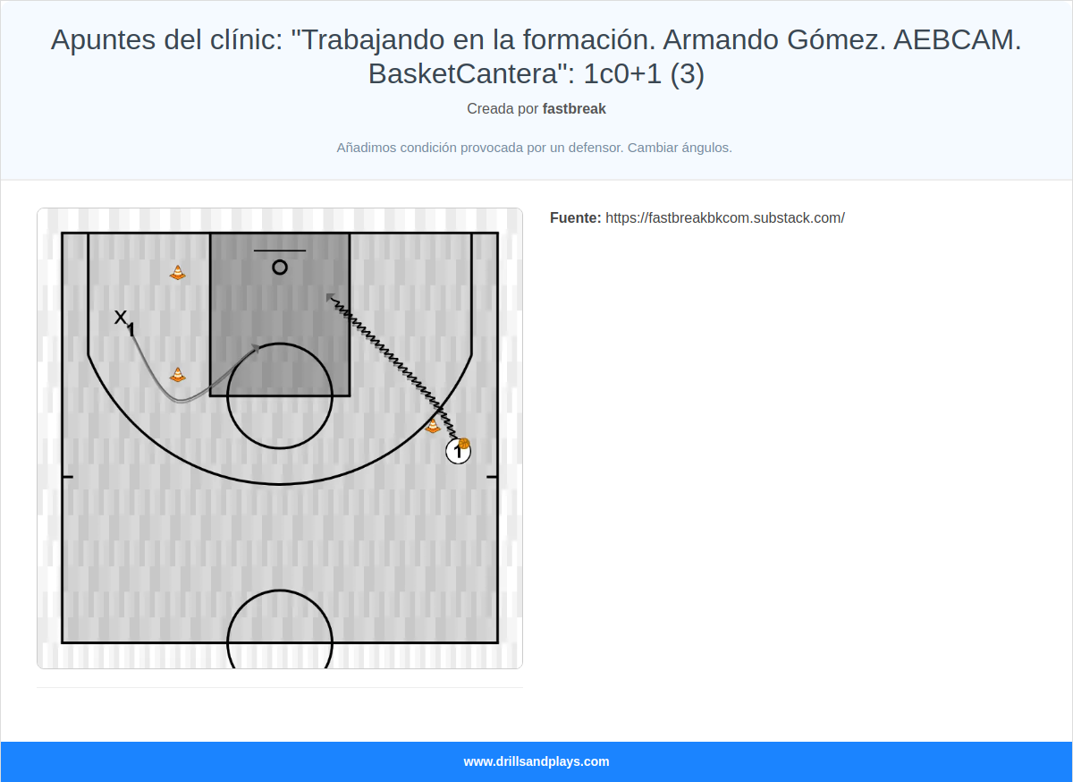 Ejercicio de baloncesto apuntes del clínic: "trabajando en la formación. armando gómez. aebcam. basketcantera": 1c0+1 (3)