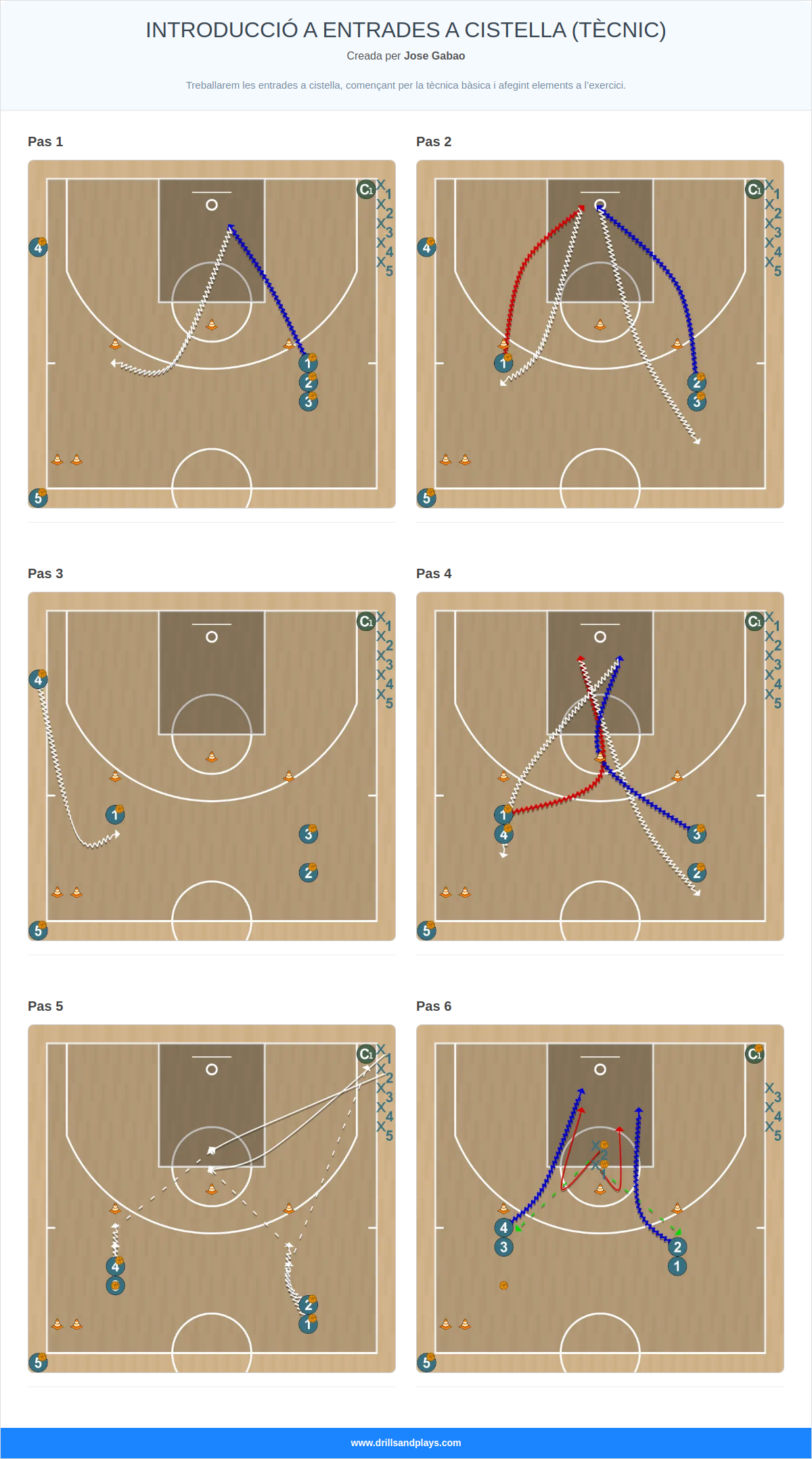 Exercici de bàsquet introducció a entrades a cistella (tècnic)