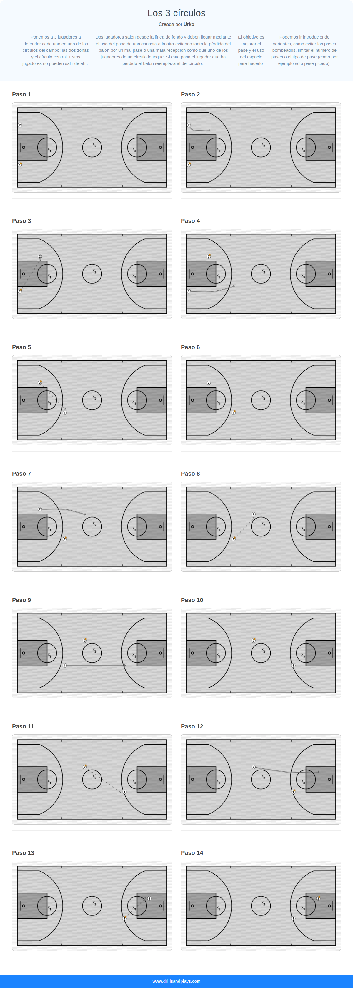 Ejercicio de baloncesto los 3 círculos