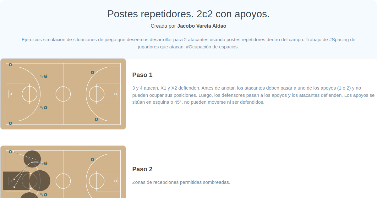 Postes repetidores 2c2 con apoyos - Ejercicio de Baloncesto