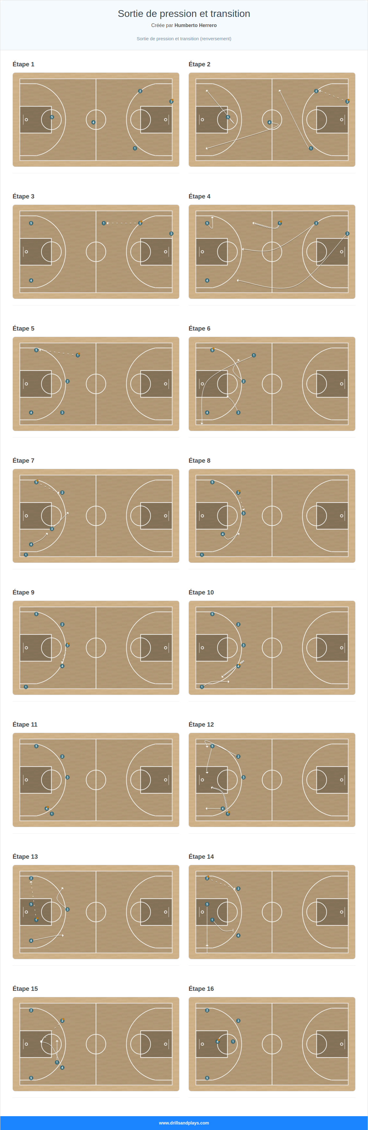 Jeux de basket-ball sortie de pression et transition