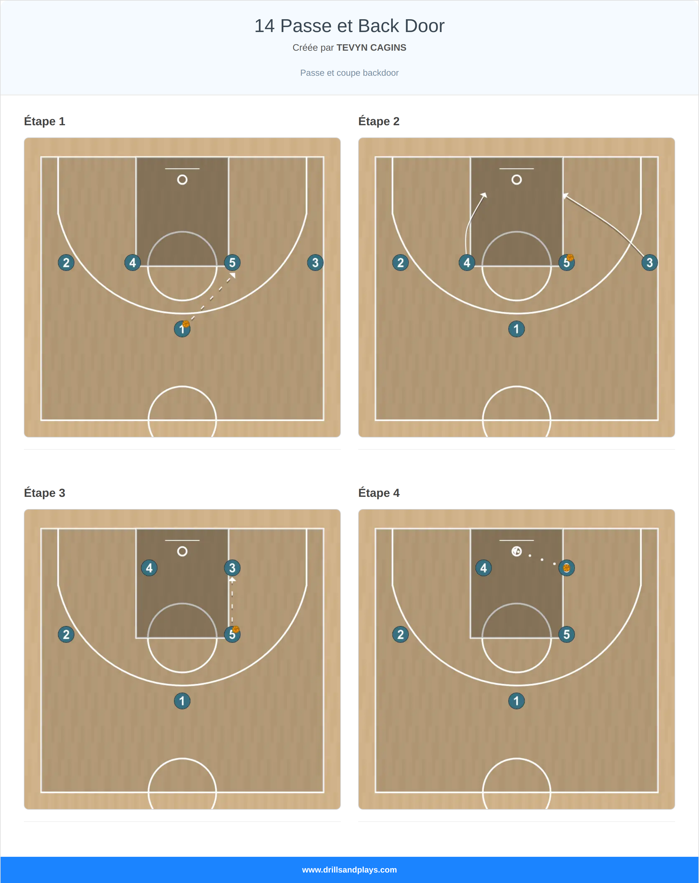 Jeux de basket-ball 14 passe et back door