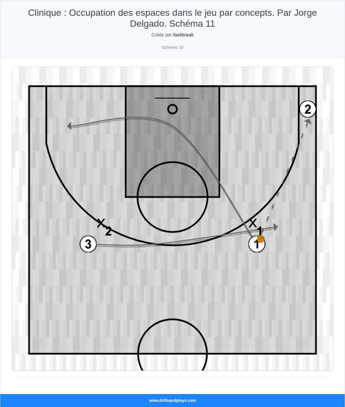 Exercices de basket-ball clinique : occupation des espaces dans le jeu par concepts. par jorge delgado. schéma 11