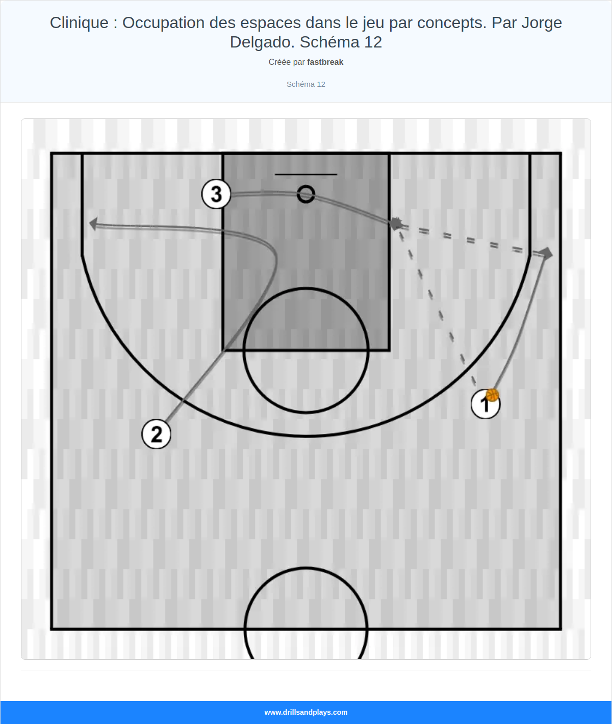 Exercices de basket-ball clinique : occupation des espaces dans le jeu par concepts. par jorge delgado. schéma 12