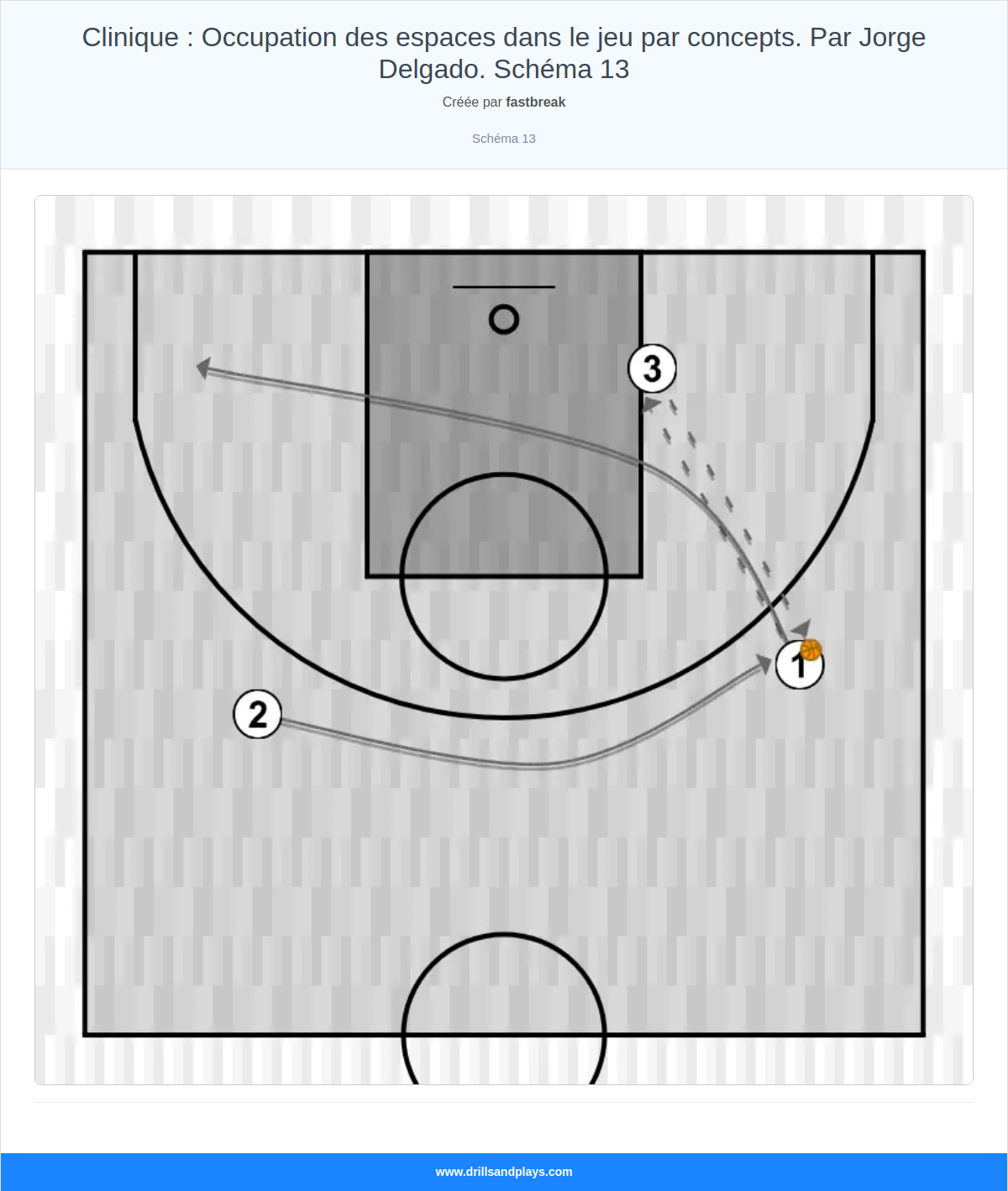 Exercices de basket-ball clinique : occupation des espaces dans le jeu par concepts. par jorge delgado. schéma 13