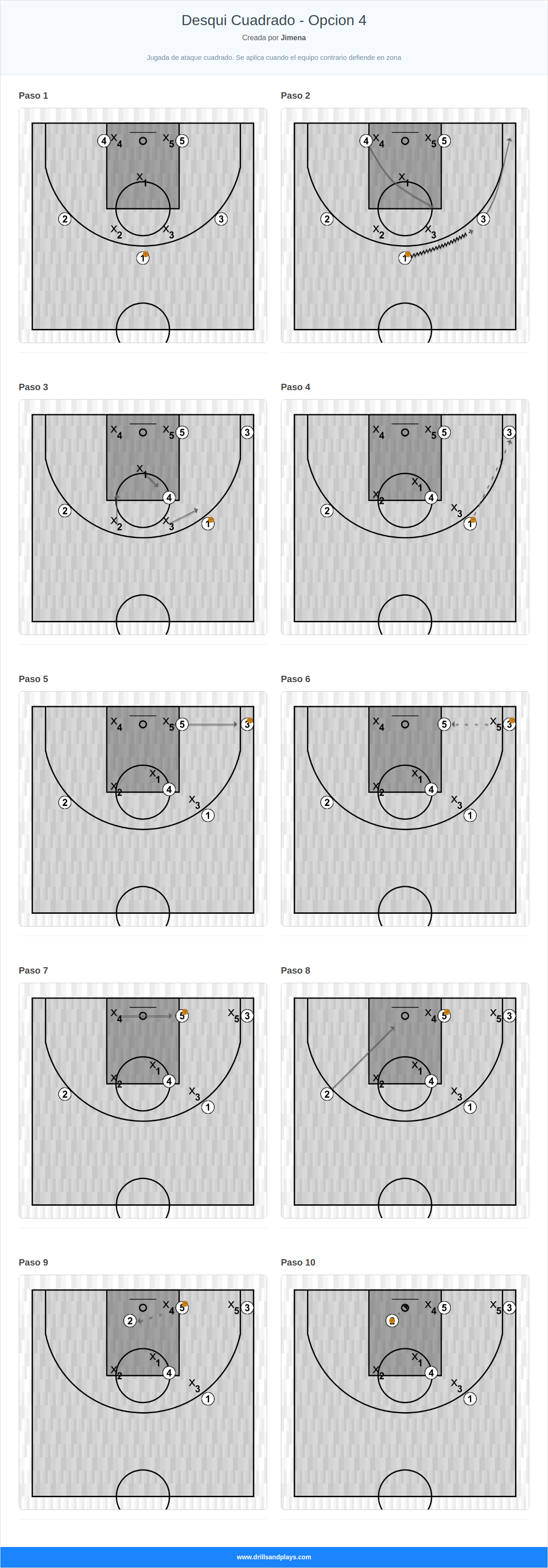 Jugada de baloncesto desqui cuadrado - opcion 4