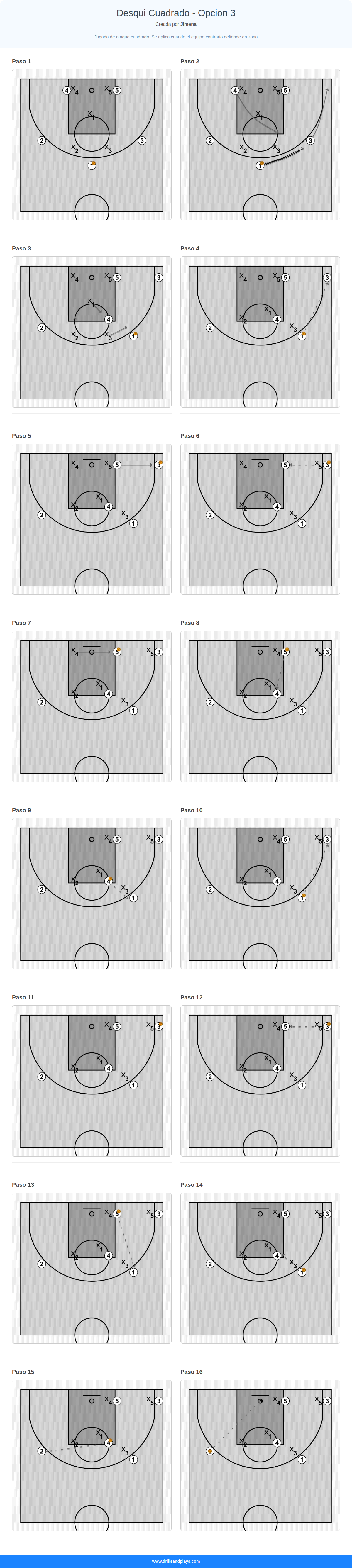 Jugada de baloncesto desqui cuadrado - opcion 3