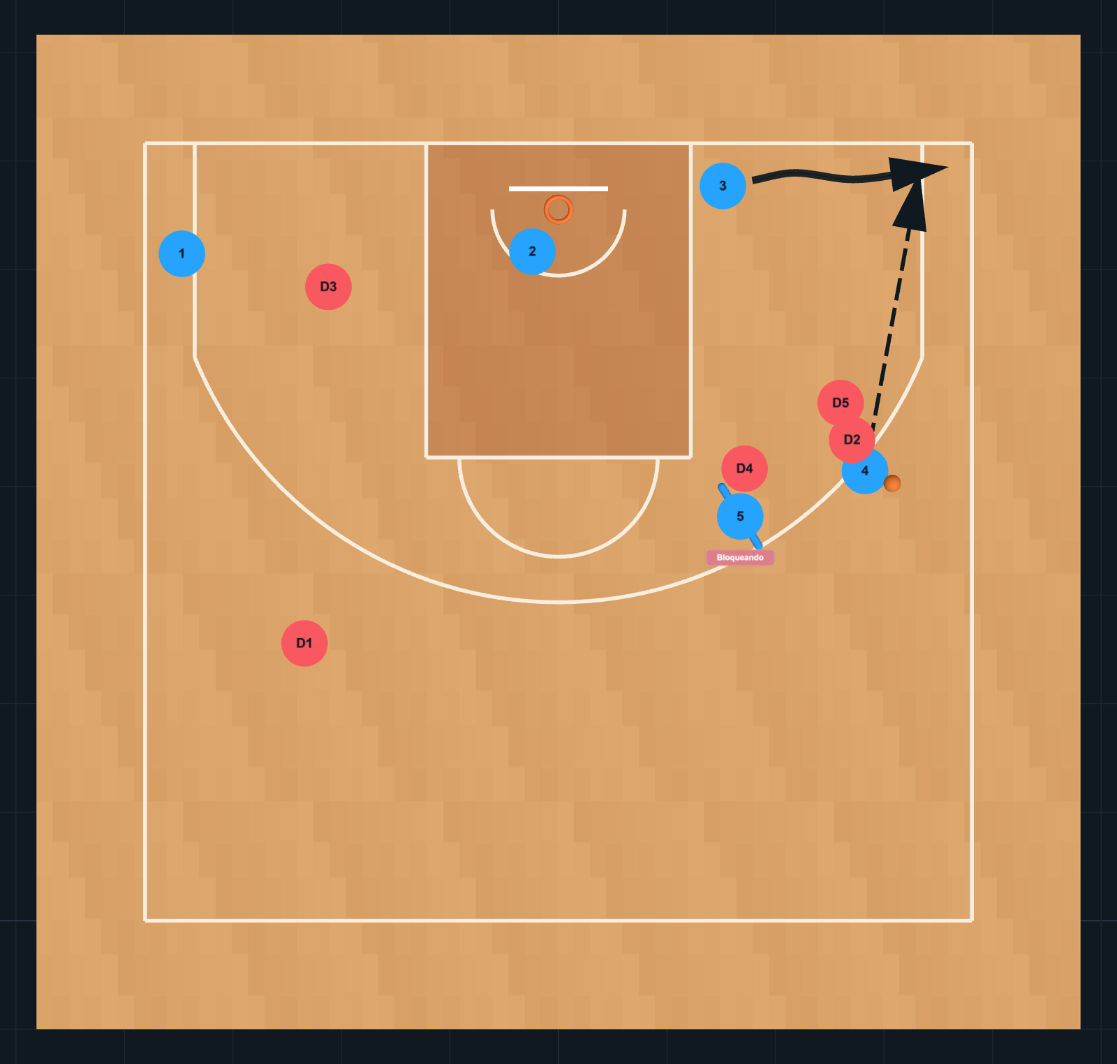 Diagrama de Jugada de Baloncesto: roberto, PASO 5