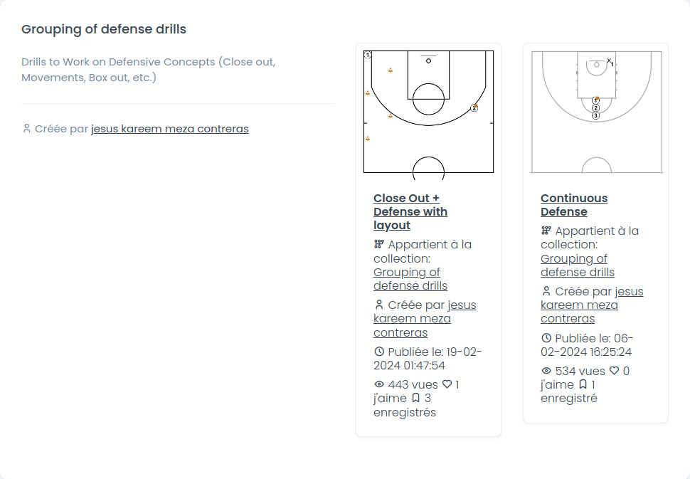 Grouping of defense drills
