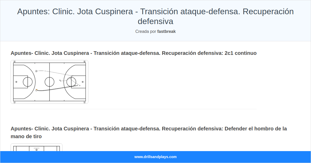 Apuntes: Clinic. Jota Cuspinera - Transición ataque-defensa. Recuperación defensiva