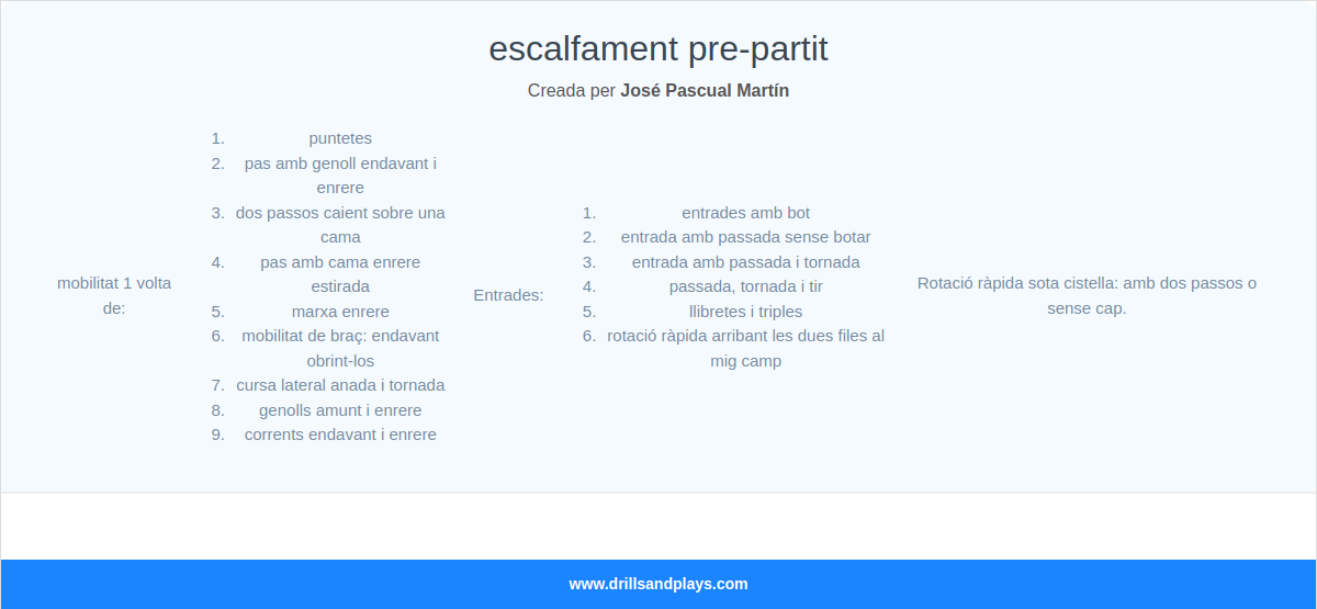 escalfament pre-partit