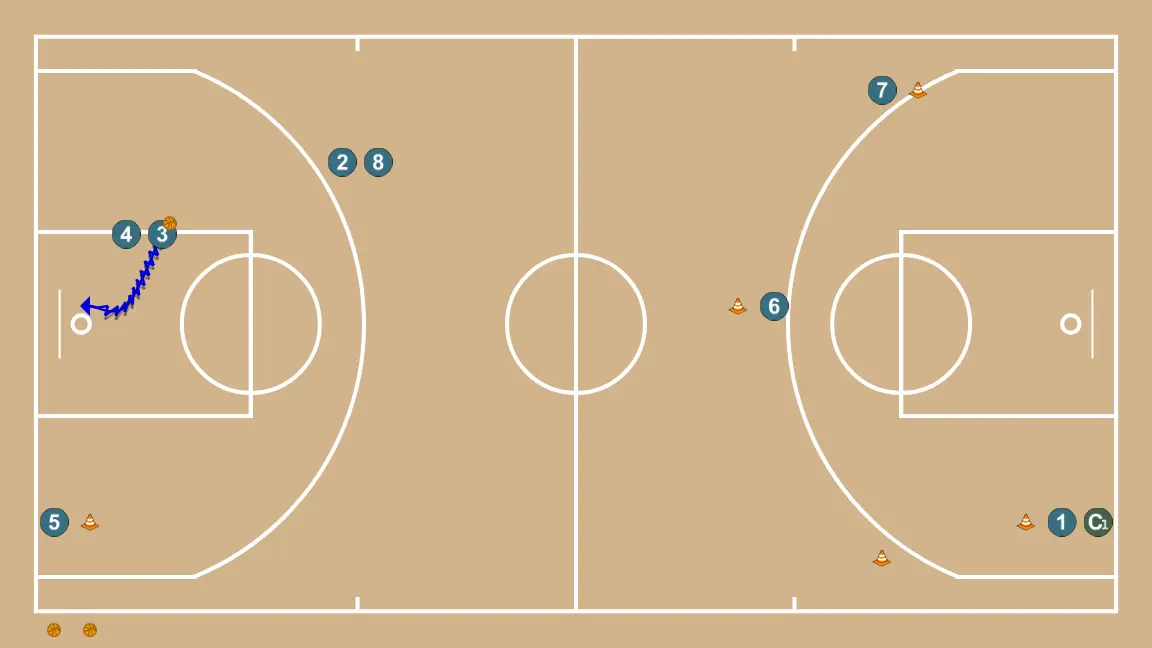 Warm-up shooting at two baskets - STEP 2: 