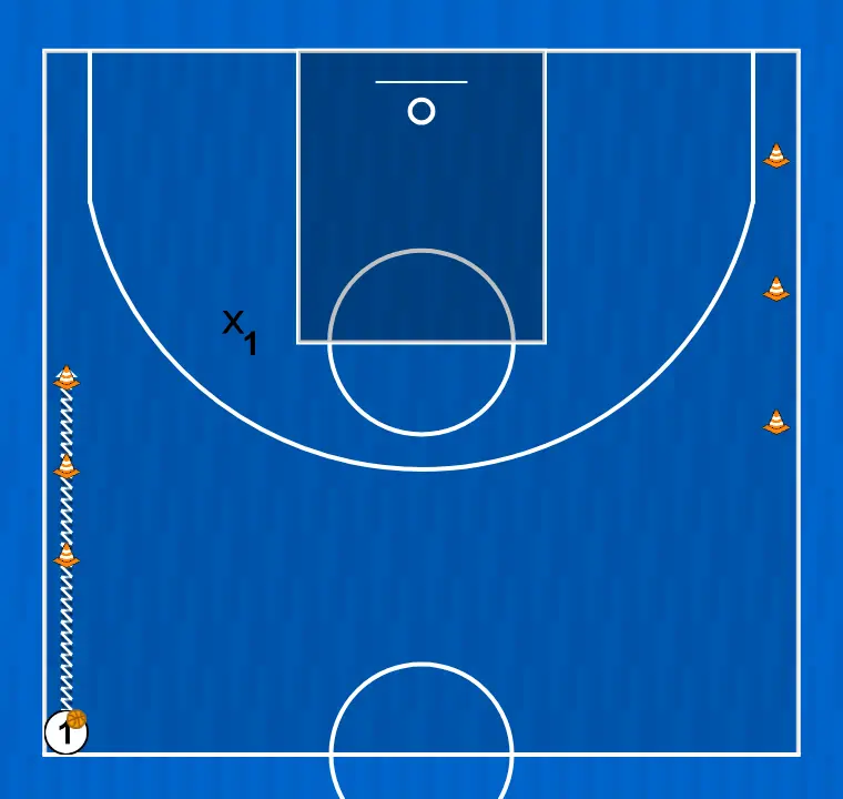 Basketball drill ejercicio bandeja1, step 1:
