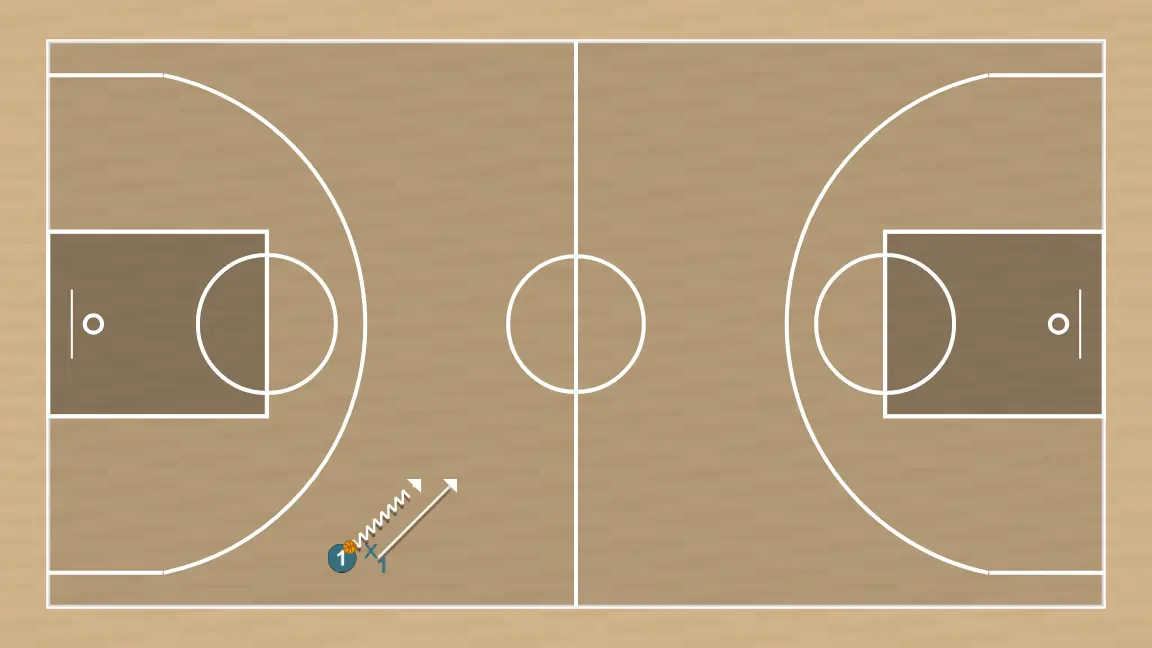 Basketball drill 1c1 trabajo defensivo y ofensivo, step 7: point guard moves to support teammates and maintain constant game flow