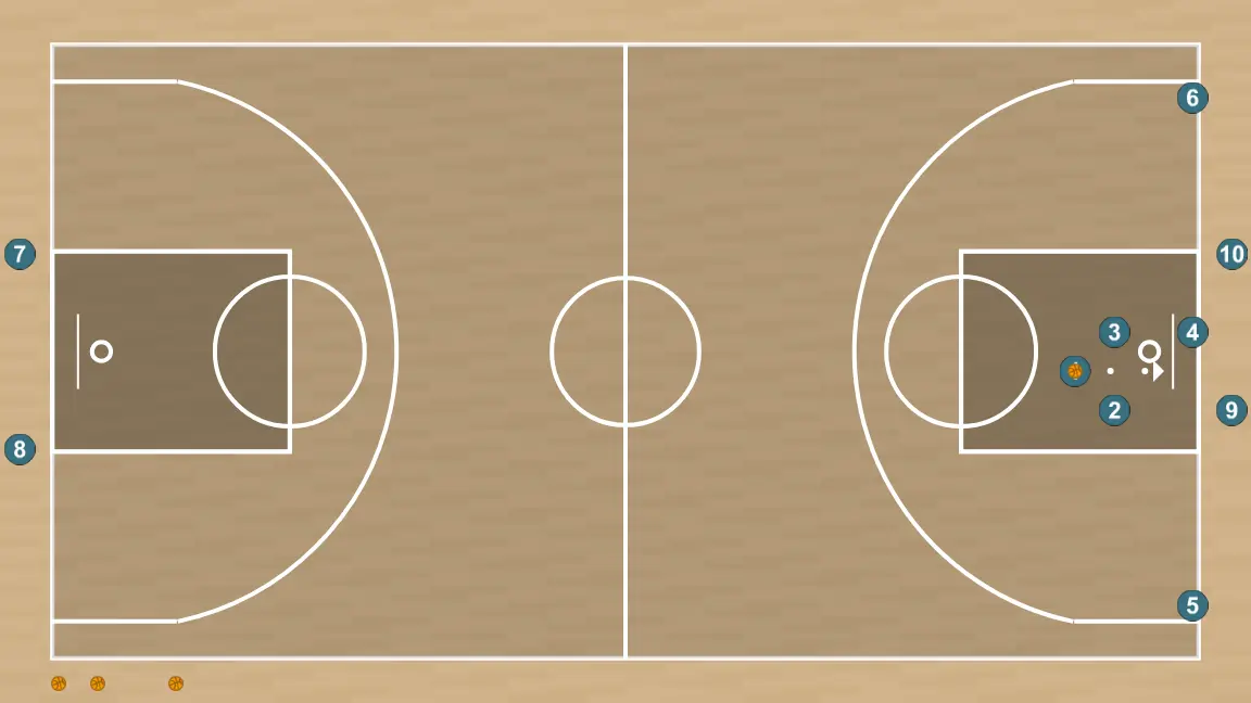 Exercices de basket-ball passe et va aller-retour, étape 6: